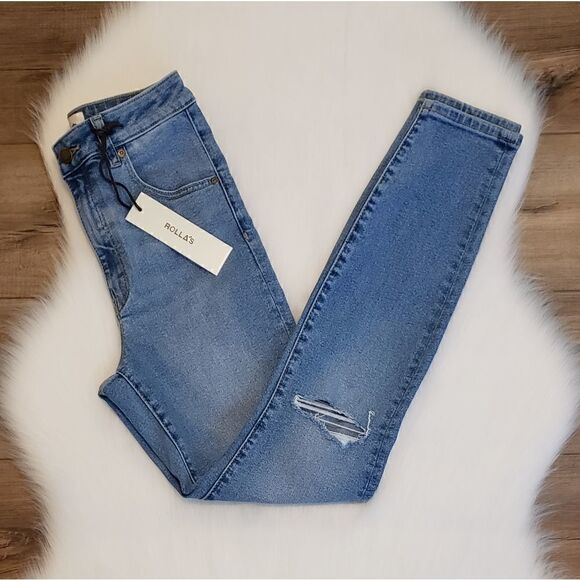 Rolla's East Coast Skinny Distressed Ankle Jeans in Ocean Worn Size 26 NWT - Picture 11 of 12